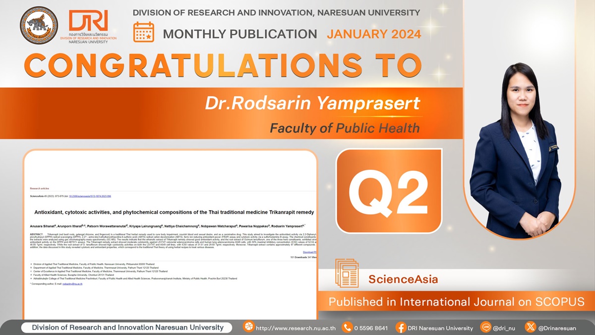 Congratulations to Dr.Rodsarin Yamprasert